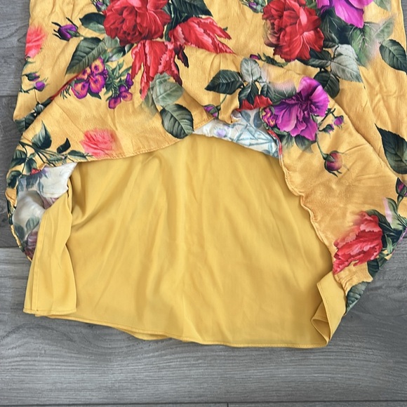Alice + Olivia Floral Yellow Slip Mini Dress Size Large - Picture 4 of 6